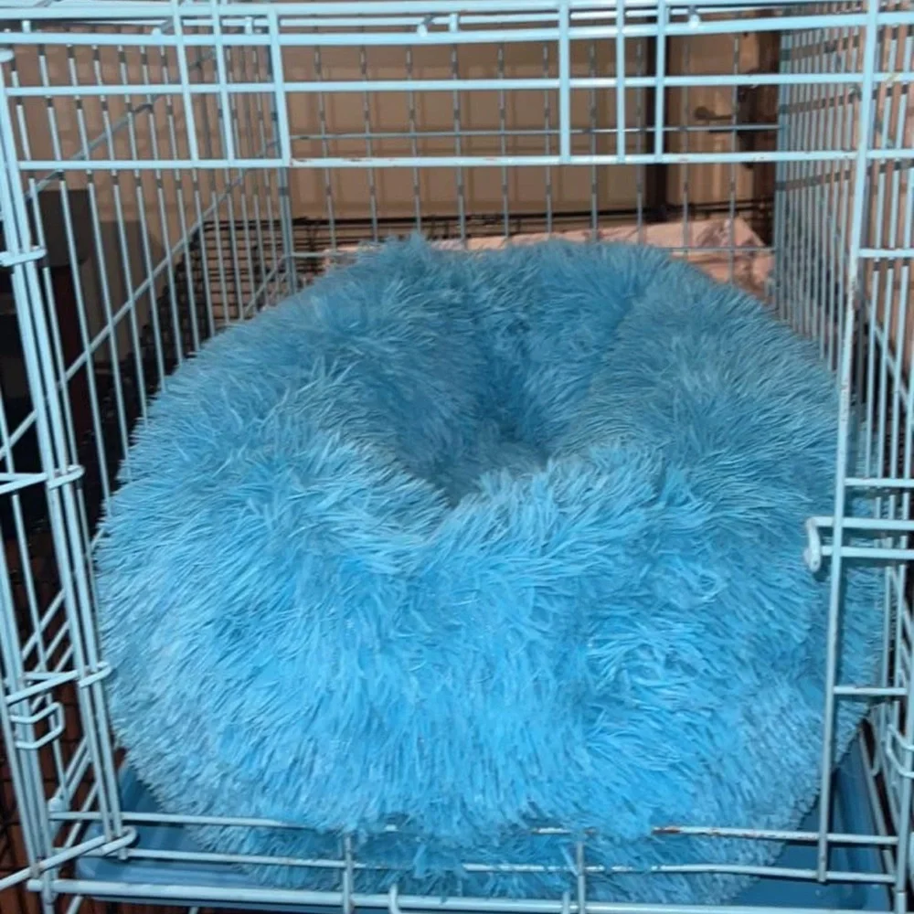 midwest single door icrate dog crate plus fuzzy dog bed from amazon .